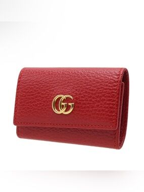 Gucci GG Marmont Leather 6 Key Case Holder 456118 Red GHW used R2149
